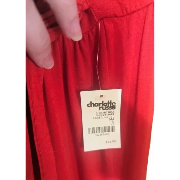 Charlotte Russe Large Womens Jumpsuit Wide Leg Plunge V-Neck NEW - Picture 7 of 8